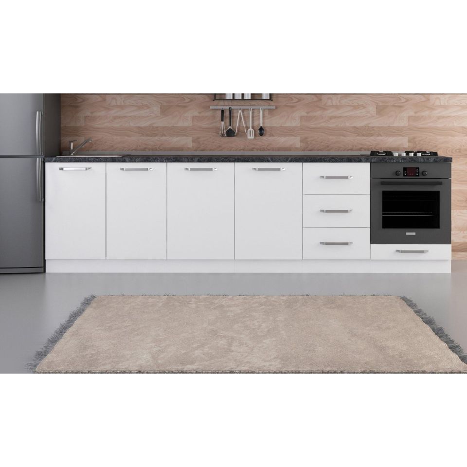 Kayra 300 Cm Kitchen Cabinet White 300-B4-Bottom Module