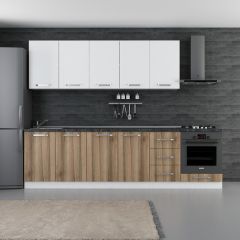 Kayra 285 Cm Kitchen Cabinet White Gold 285-D6