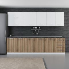 Kayra 290 Cm Kitchen Cabinet White Gold 290-D1