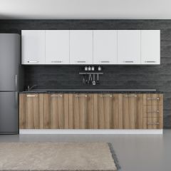 Kayra 290 Cm Kitchen Cabinet White Gold 290-D2