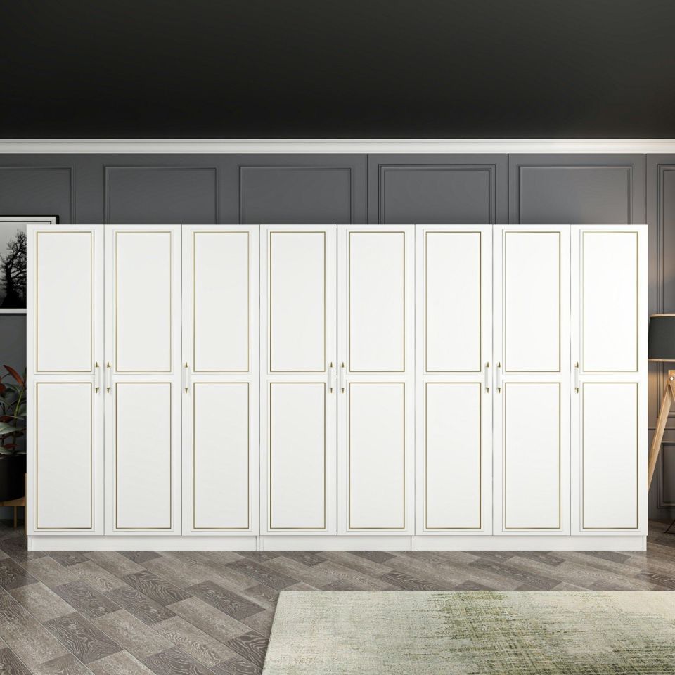 Kayra Gold 8 Door 4C Cabinet - White