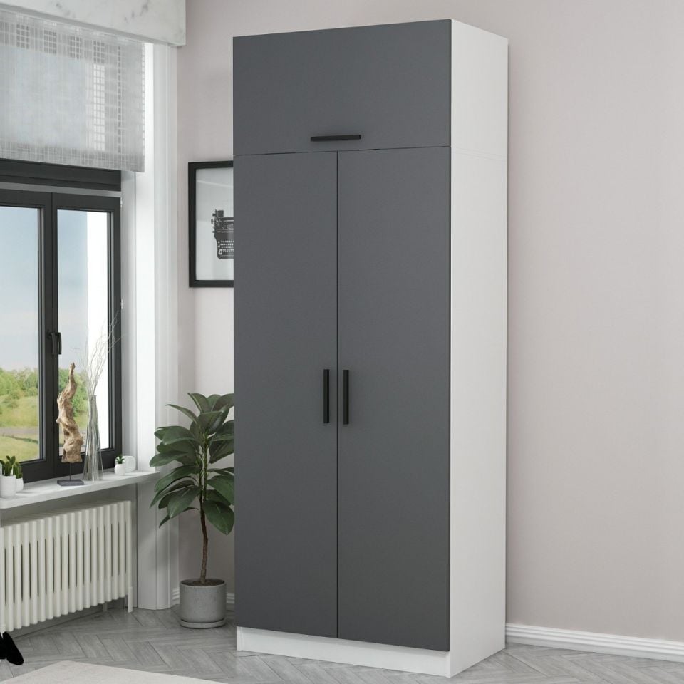 Kayra Kayra 2-Door Wardrobe and Chest White Anthracite