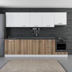 Kayra 300 Cm Kitchen Cabinet White Gold 300-D12