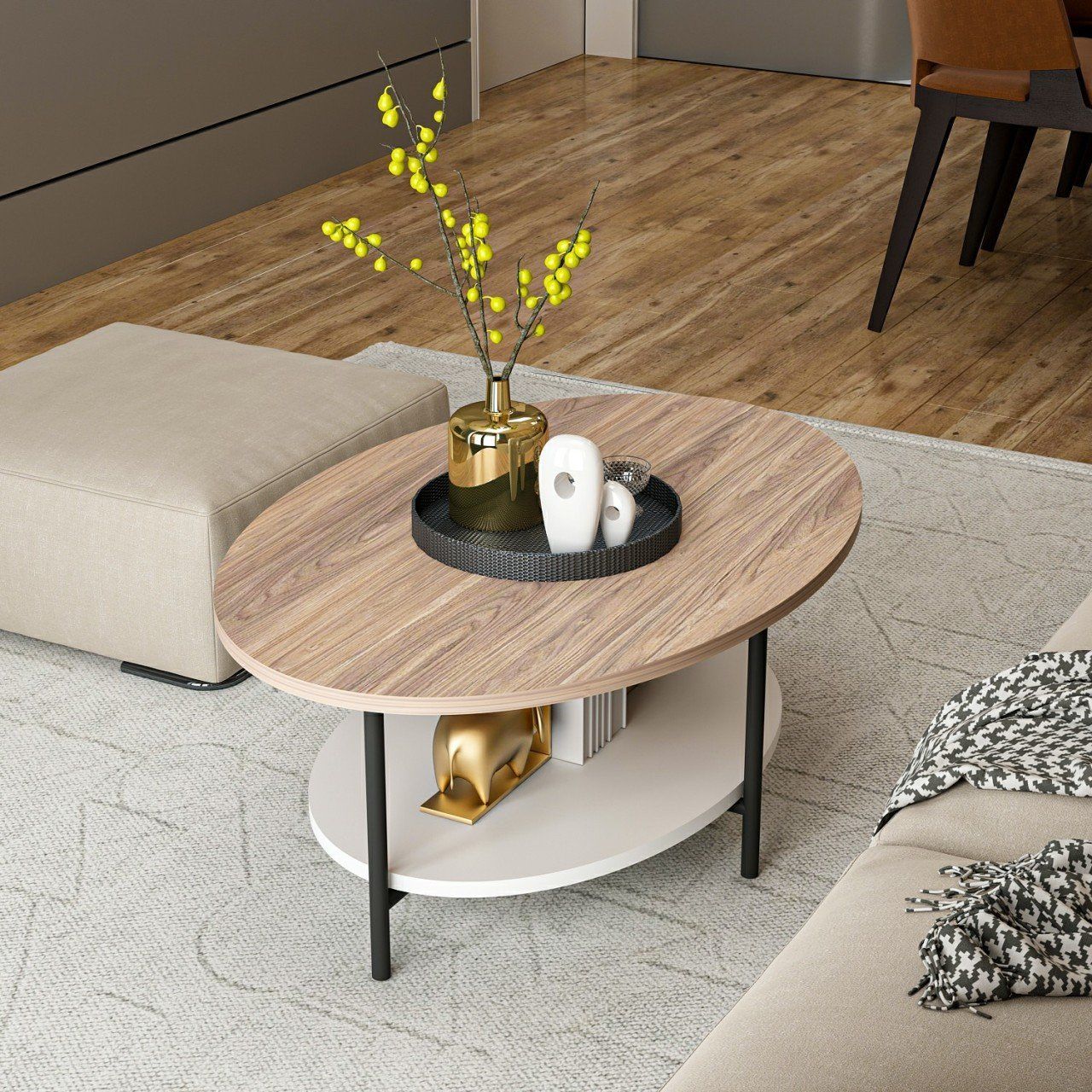 Elise Coffee Table Metal Legs Kaman White