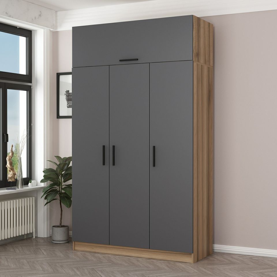 Kayra Kayra 3 Doors 2 C Wardrobe and Chest Gold Anthracite