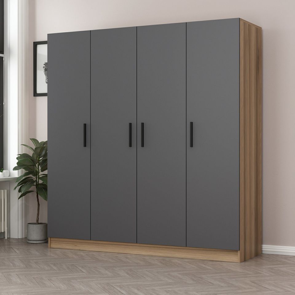 Kayra Kayra 2 Door Cabinet with 4 Doors Gold Anthracite