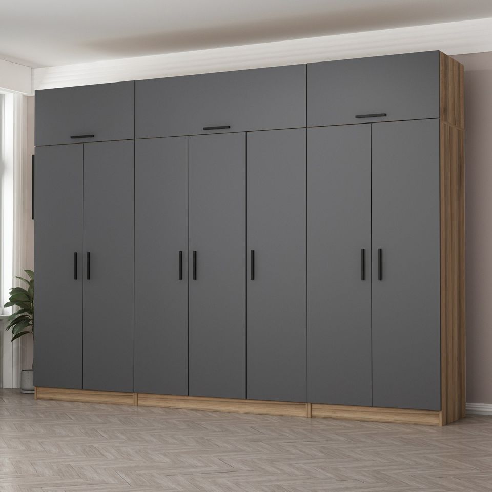 Kayra Kayra 7 Doors 2 C Wardrobe and Chest Gold Anthracite