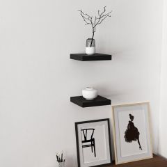 Kayra 2-Piece Wall Shelf with Hidden Holder 23 cm - M.Black