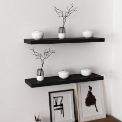 Kayra 2-Piece Wall Shelf with Hidden Holder 80 cm - M.Black