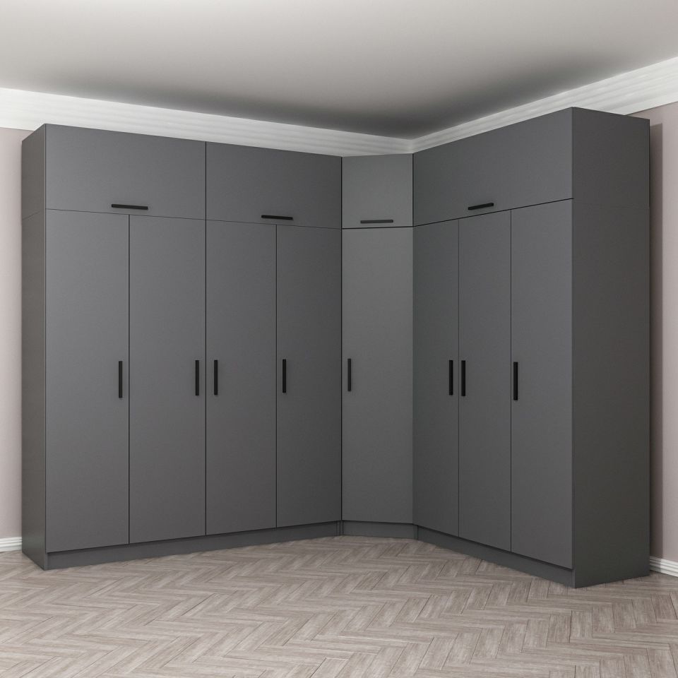 Kayra Kayra 8 Doors 4 C Corner Wardrobe + Cabinet Anthracite