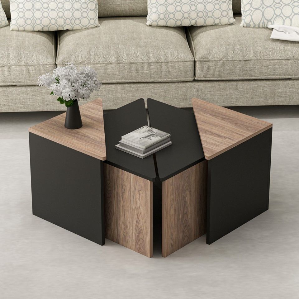 Kayra Flora Nesting Coffee Table - Kaman/Black