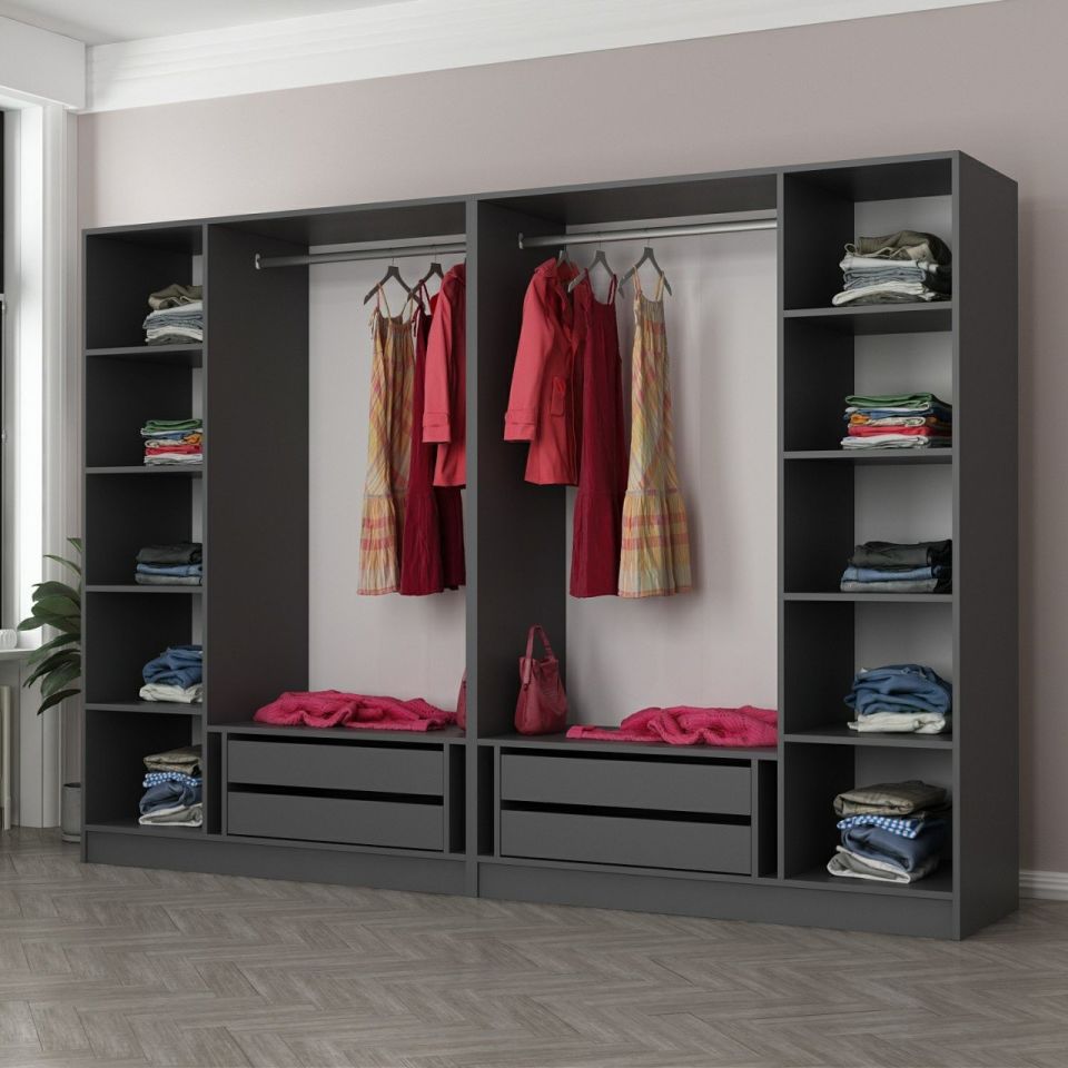 Kayra Kayra 6 Compartments and 4 Drawers Dressing Cabinet Anthracite