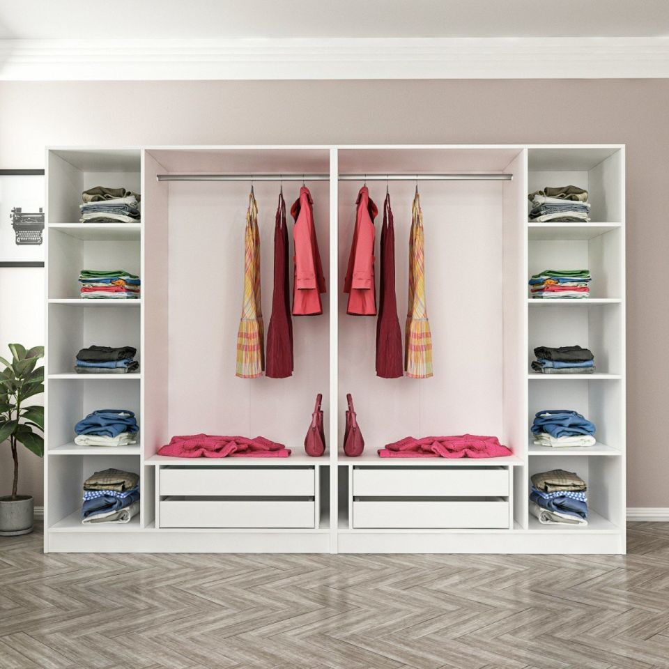 Kayra Kayra 6 Compartments and 4 Drawers Dressing Cabinet White