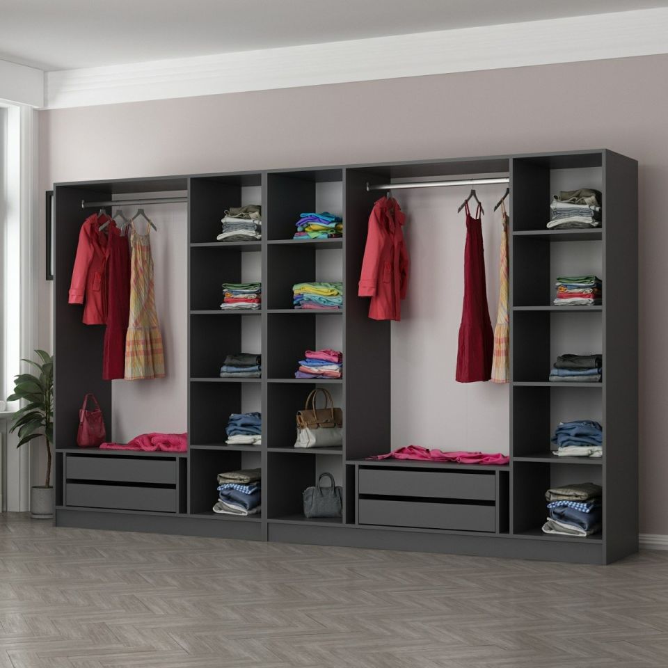 Kayra Kayra 7 Compartments and 4 Drawers Dressing Cabinet Anthracite