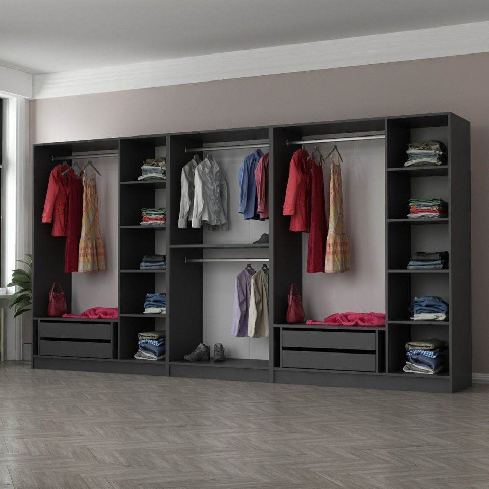 Kayra Kayra 8 Compartments and 4 Drawers Dressing Cabinet Anthracite