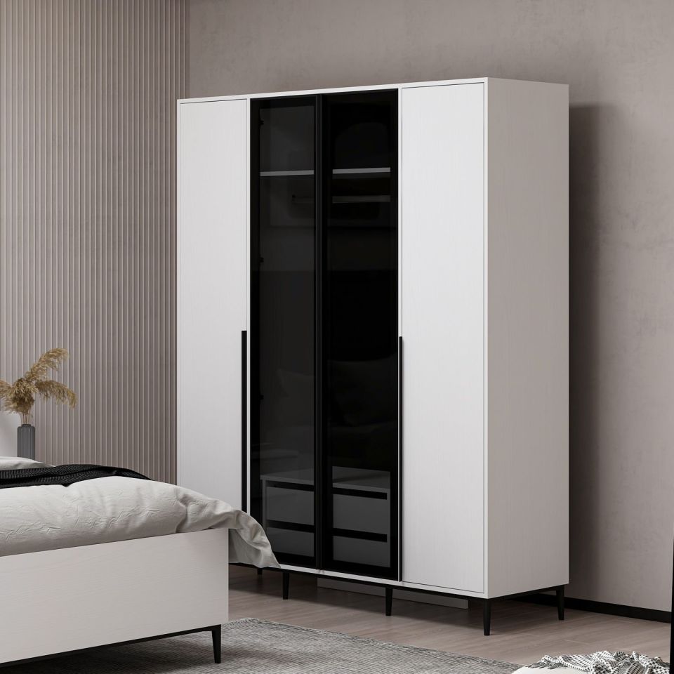 Elevate 4 Door Cabinet - White Wood