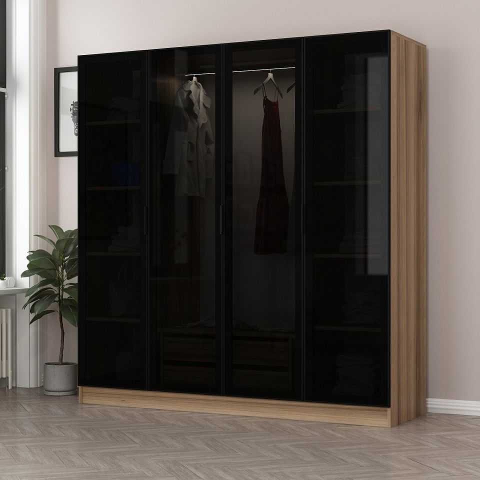 Kayra Kayra 210 2C Cabinet with 4 Smoked Glass Doors Gold Smoked Glass