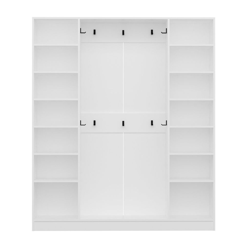 Kayra Kayra210 4 Coverless 2 Compartment Shelf Coat Rack White