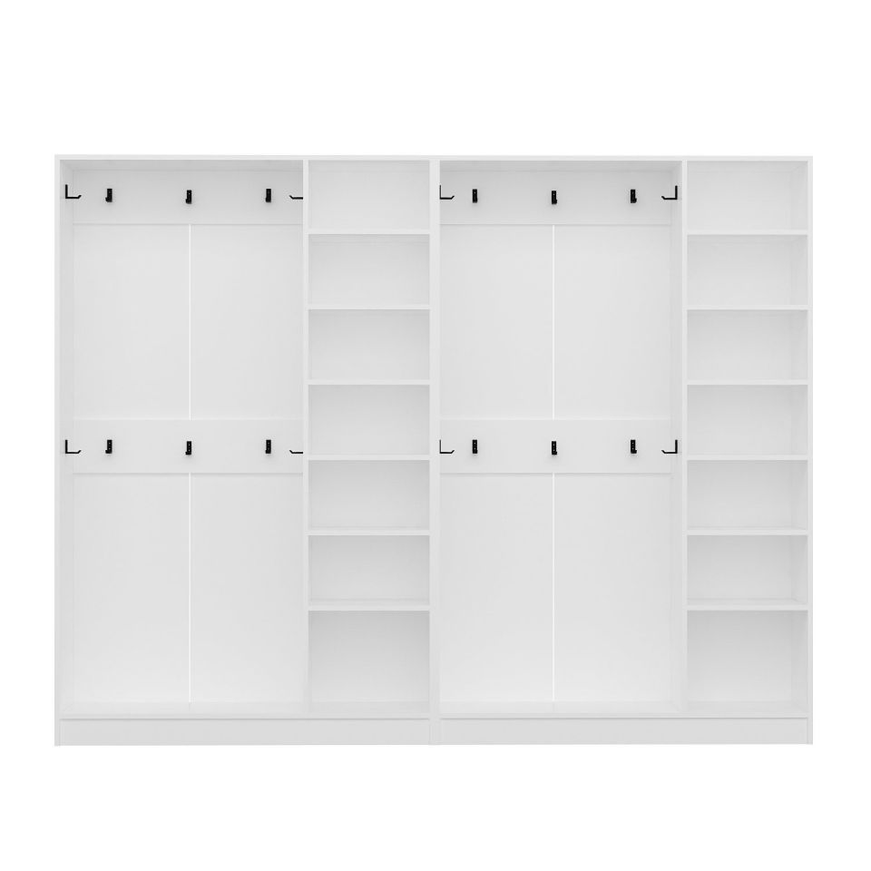 Kayra Kayra210 6 Coverless 2 Compartment Shelf Coat Rack White