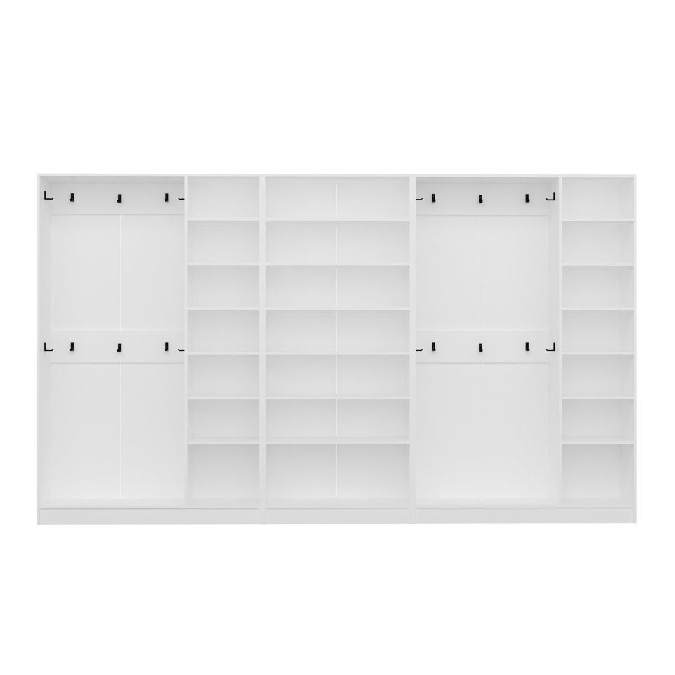 Kayra Kayra210 8 Coverless 4 Compartment Shelf Coat Rack White