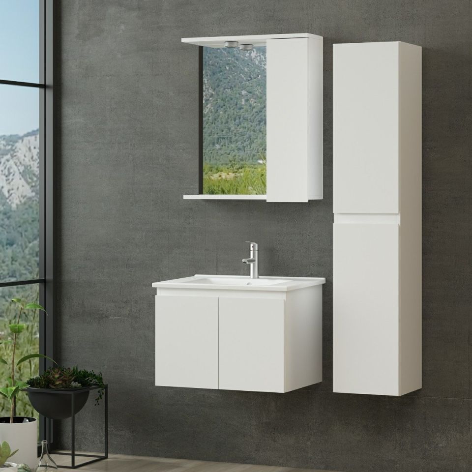 Nika Bathroom Cabinet 65Cm As2K+1K1A+Etj+Length White