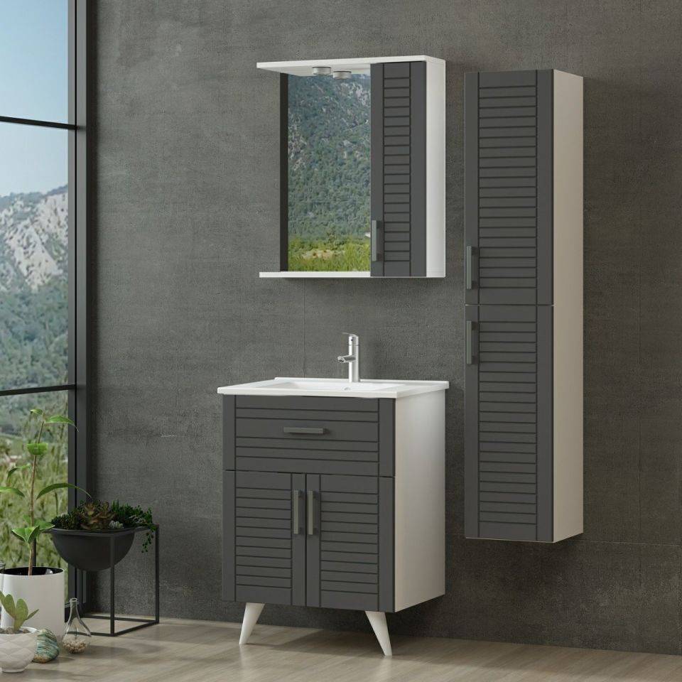 Vera Bathroom Cabinet 65Cm Ay2K1Ç+1K1A+Etj+Length White Anthracite