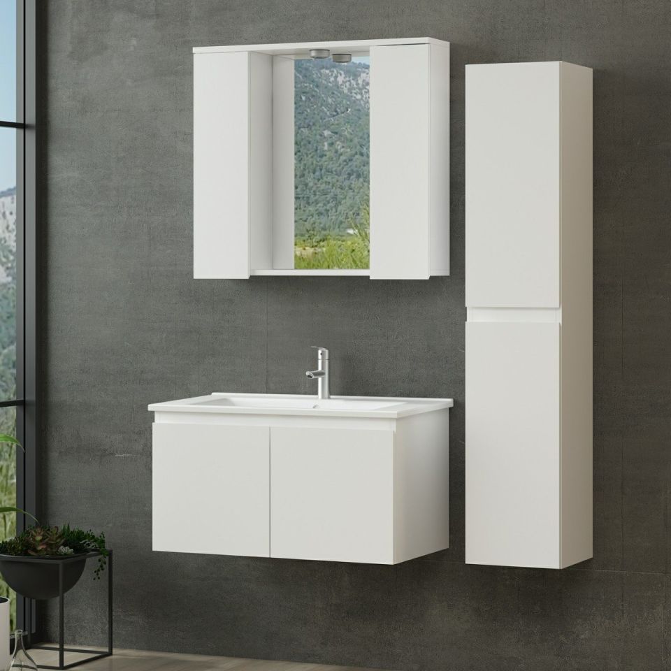 Nika Bathroom Cabinet 85Cm As2K+2K1A+Etj+Length White