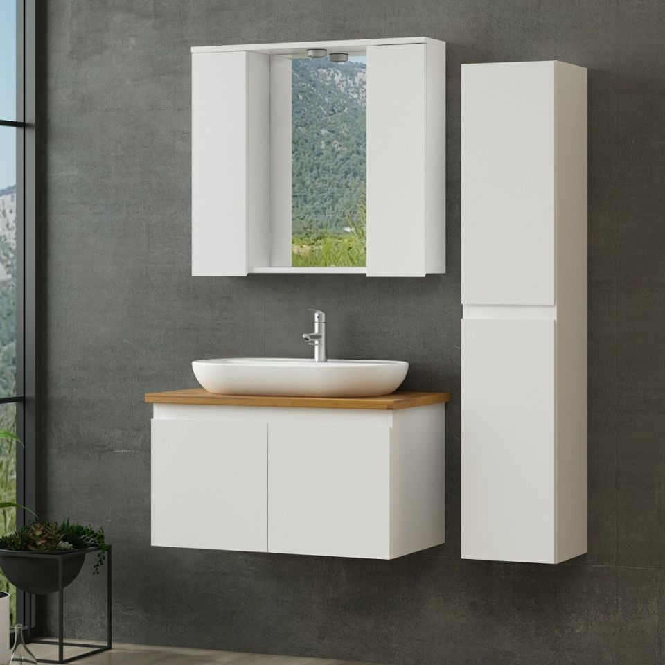 Nika Bathroom Cabinet 85Cm As2K+2K1A+Tzg+Length White