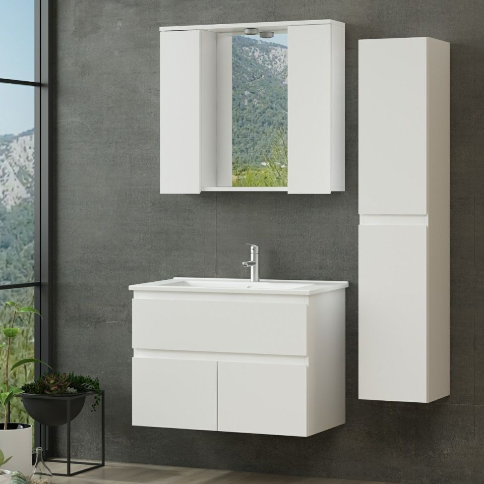 Nika Bathroom Cabinet 85Cm As2K1Ç+2K1A+Etj+Length White