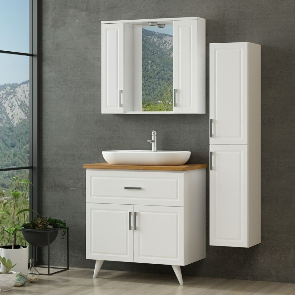 Sanya Bathroom Cabinet 85Cm Ay2K1Ç+2K1A+Tzg+Length White