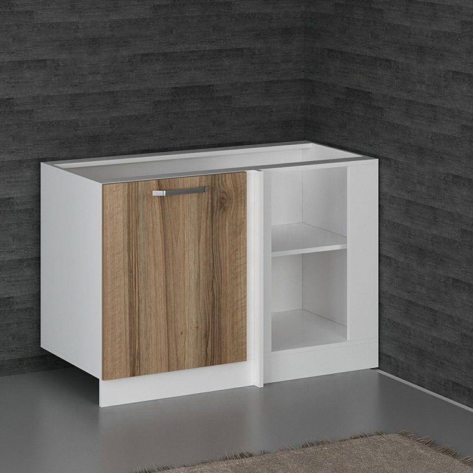 Kayra Kitchen Lower Module 1K1R 120Cm Corner Cabinet White/Dore