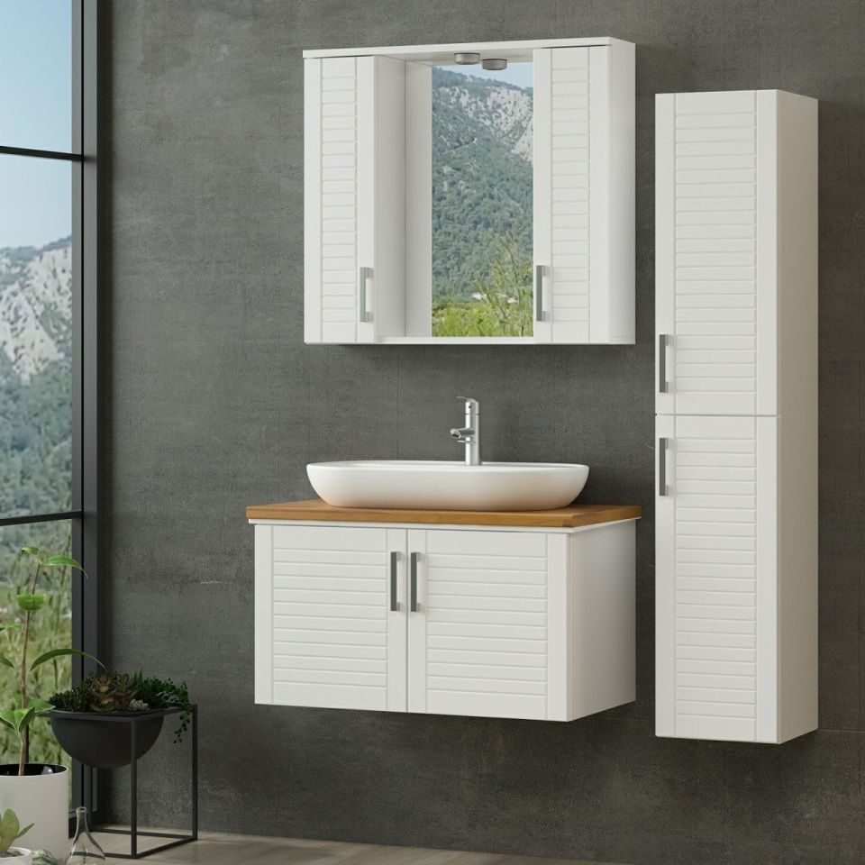 Vera Bathroom Cabinet 85Cm As2K+2K1A+Tzg+Length White