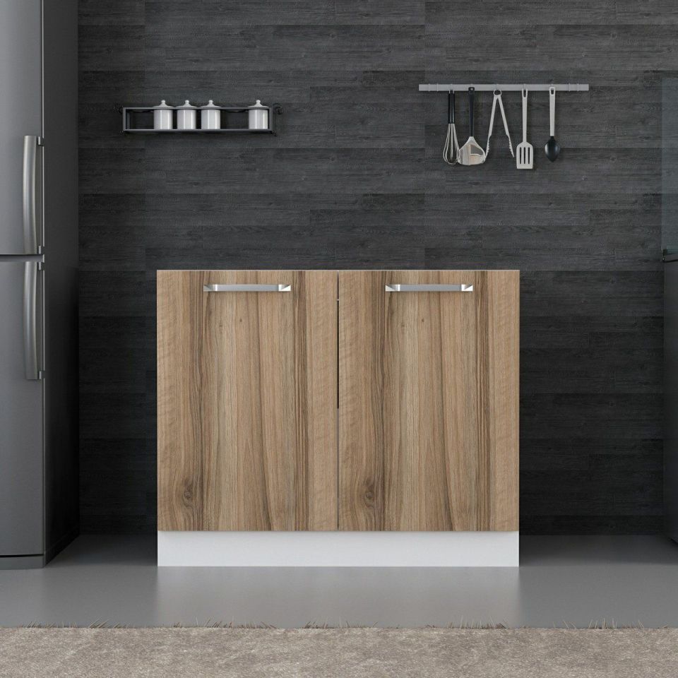Kayra Kitchen Lower Module 2K 100Cm Sink Cabinet White/Dore - D1