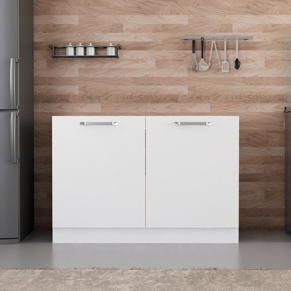 Kayra Kitchen Lower Module 2K 120Cm Sink Cabinet White - B1
