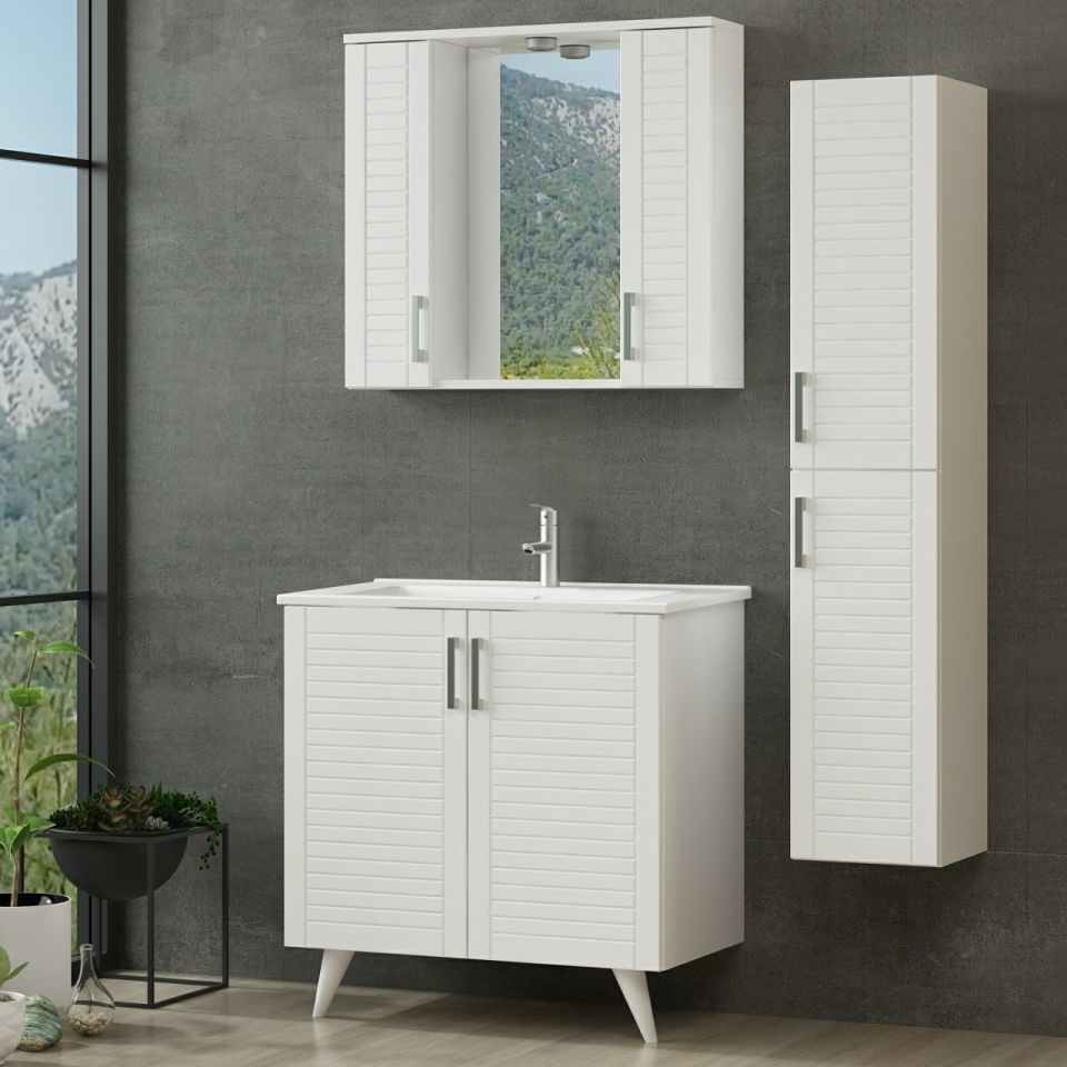 Vera Bathroom Cabinet 85Cm Ay2K+2K1A+Etj+Length White