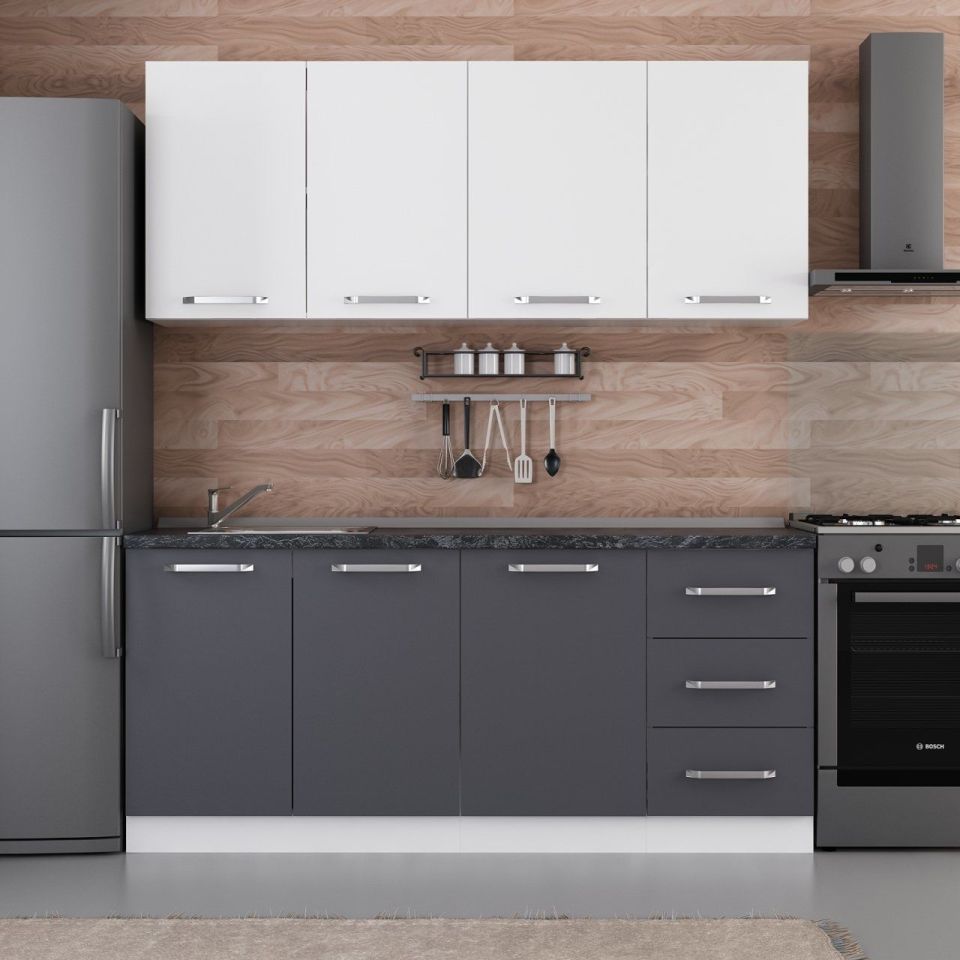 Kayra 185 Cm Kitchen Cabinet White Anthracite 185-A1