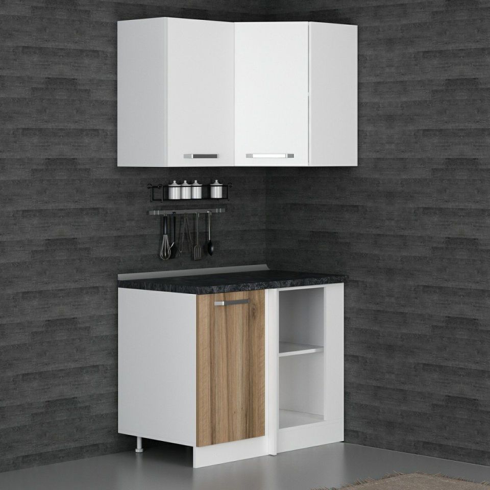 Kayra 105Cm Corner Kitchen Cabinet - White/Dore K105-D1