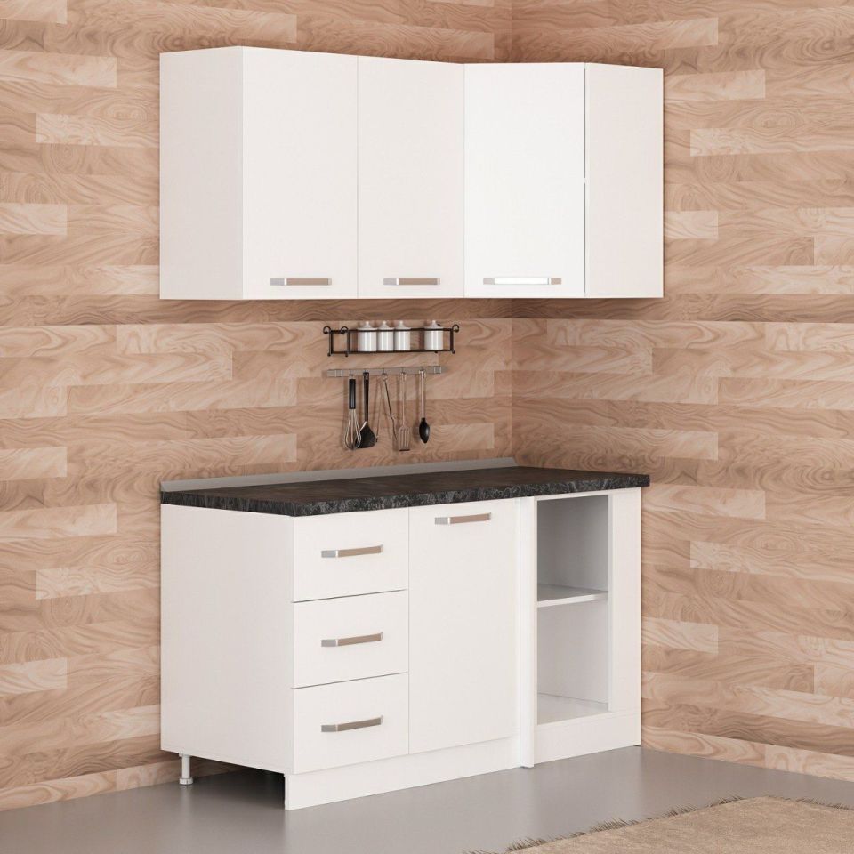 Kayra 150Cm Corner Kitchen Cabinet - White K150-B3