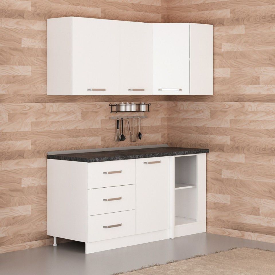 Kayra 165Cm Corner Kitchen Cabinet - White K165-B2
