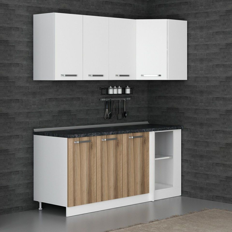 Kayra 185Cm Corner Kitchen Cabinet - White/Dore K185-D2