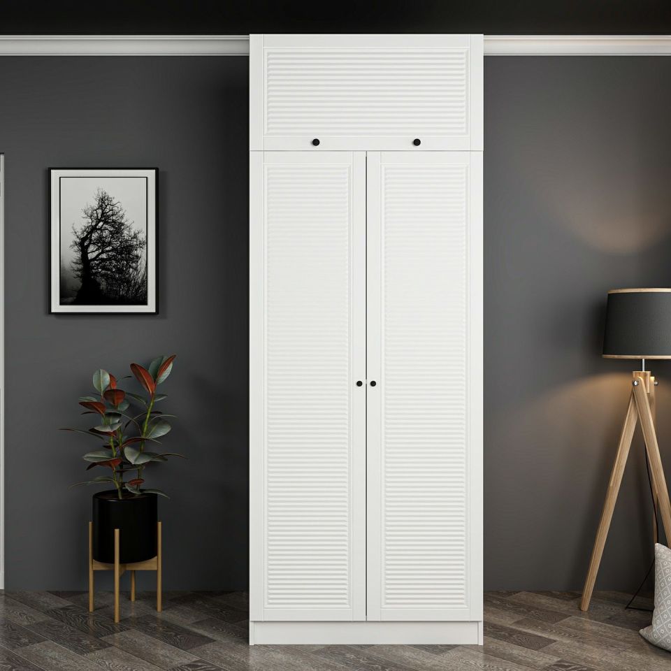 Kayra Kayra 2 Mebrane Shutter Covered Wardrobe and Wardrobe White