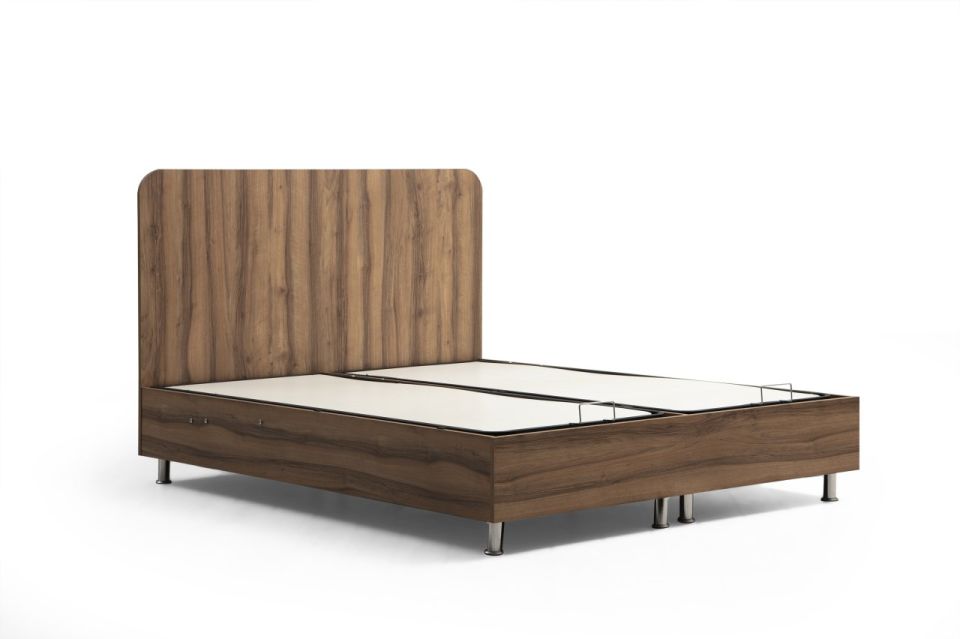 Kayra Bed Base Headboard Set 160x200 - Walnut