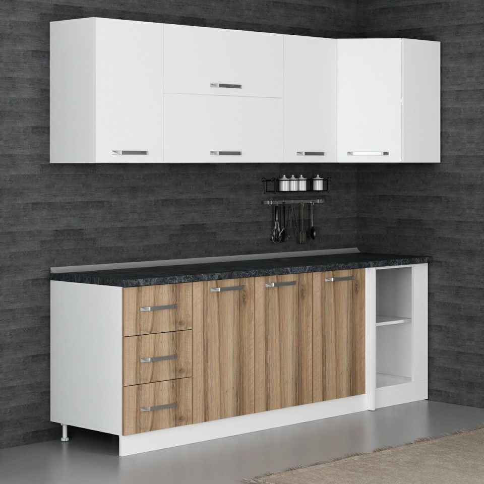 خزانة مطبخ زاوية 240 سم من كايرا - أبيض/Dore K240-D3