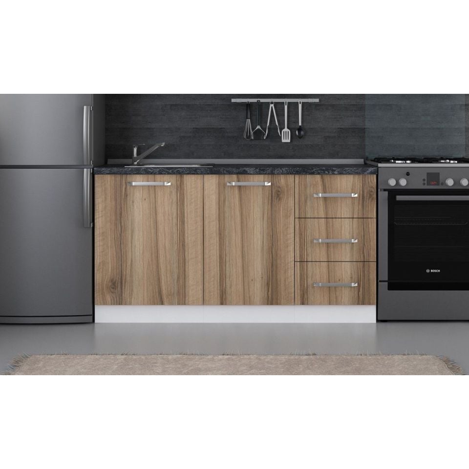 Kayra 155 Cm Kitchen Cabinet White Gold 155-D1-Bottom Module