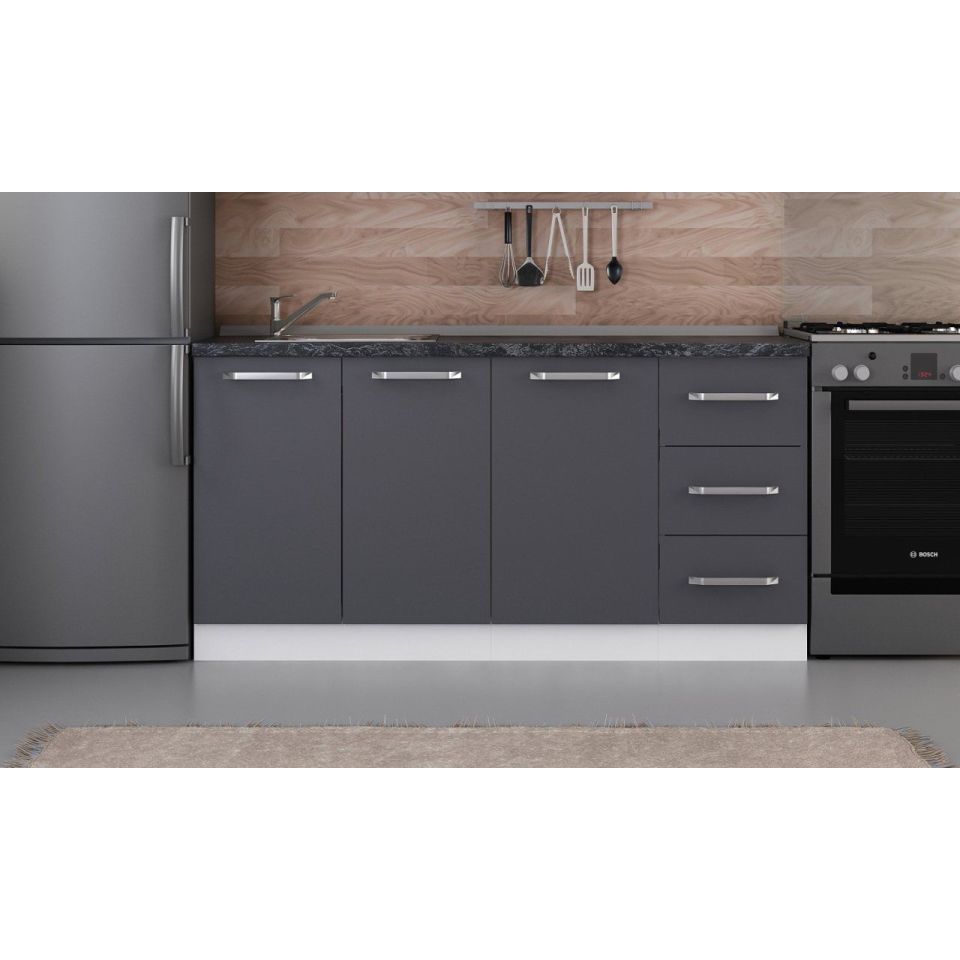 Kayra 165 Cm Kitchen Cabinet White Anthracite 165-A1-Lower Module