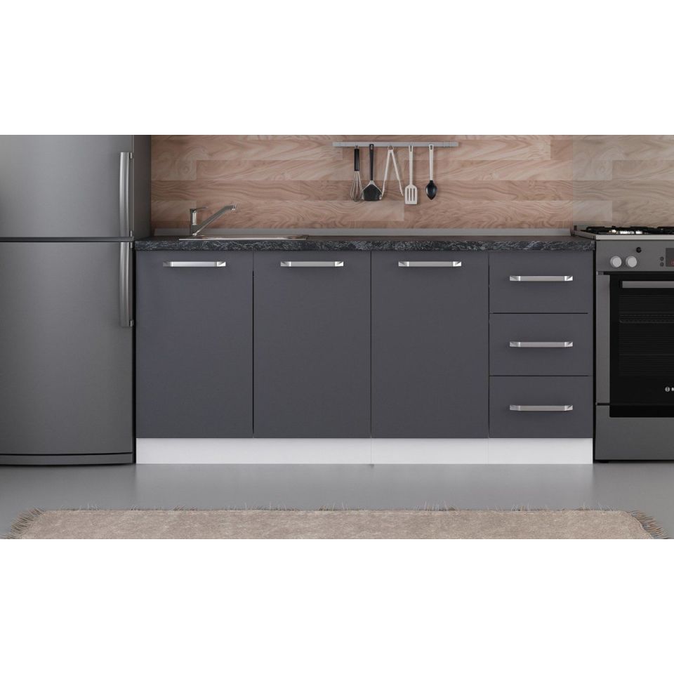 Kayra 175 Cm Kitchen Cabinet White Anthracite 175-A1 - Lower Module
