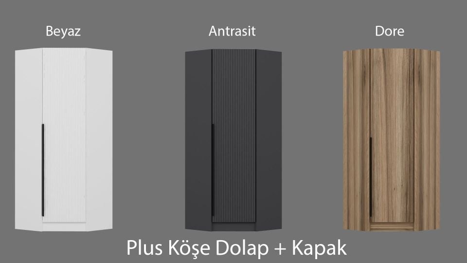 Kayra 1 Kapaklı Köşe Dolap Plus