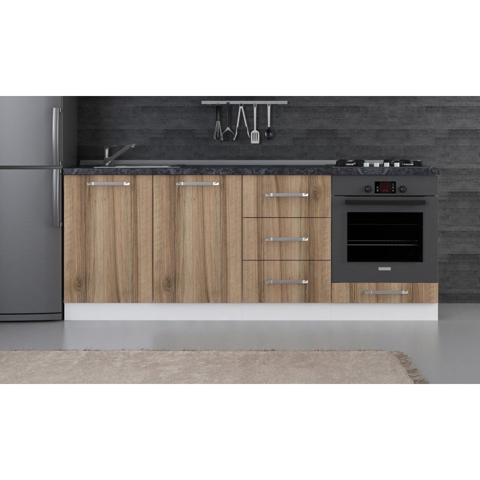 Kayra 210 Cm Kitchen Cabinet White Gold 210-D6-Bottom Module