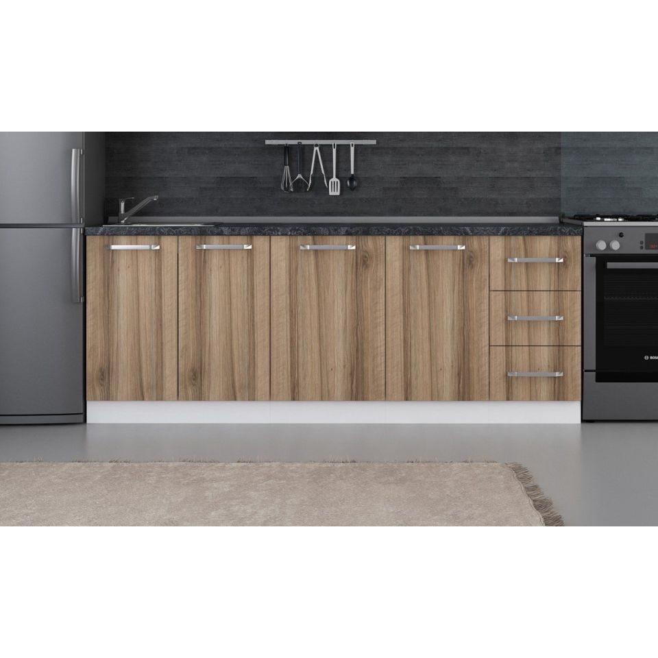 Kayra 215 Cm Kitchen Cabinet White Gold 215-D1-Bottom Module