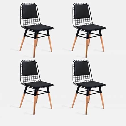 Wooden Leg Wire Chair 4-Set